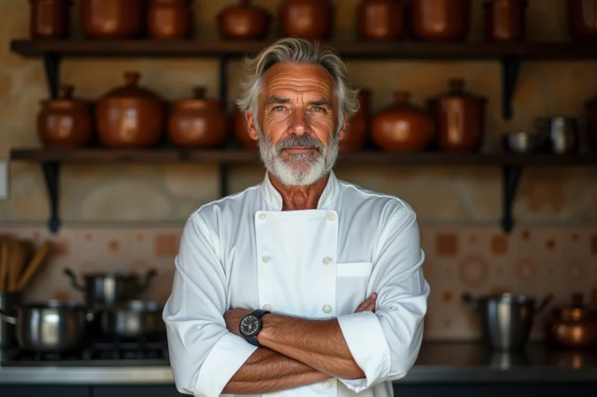 Chef étoilé Philippe Etchebest en cuisine lors du sauvetage d'un restaurant marseillais