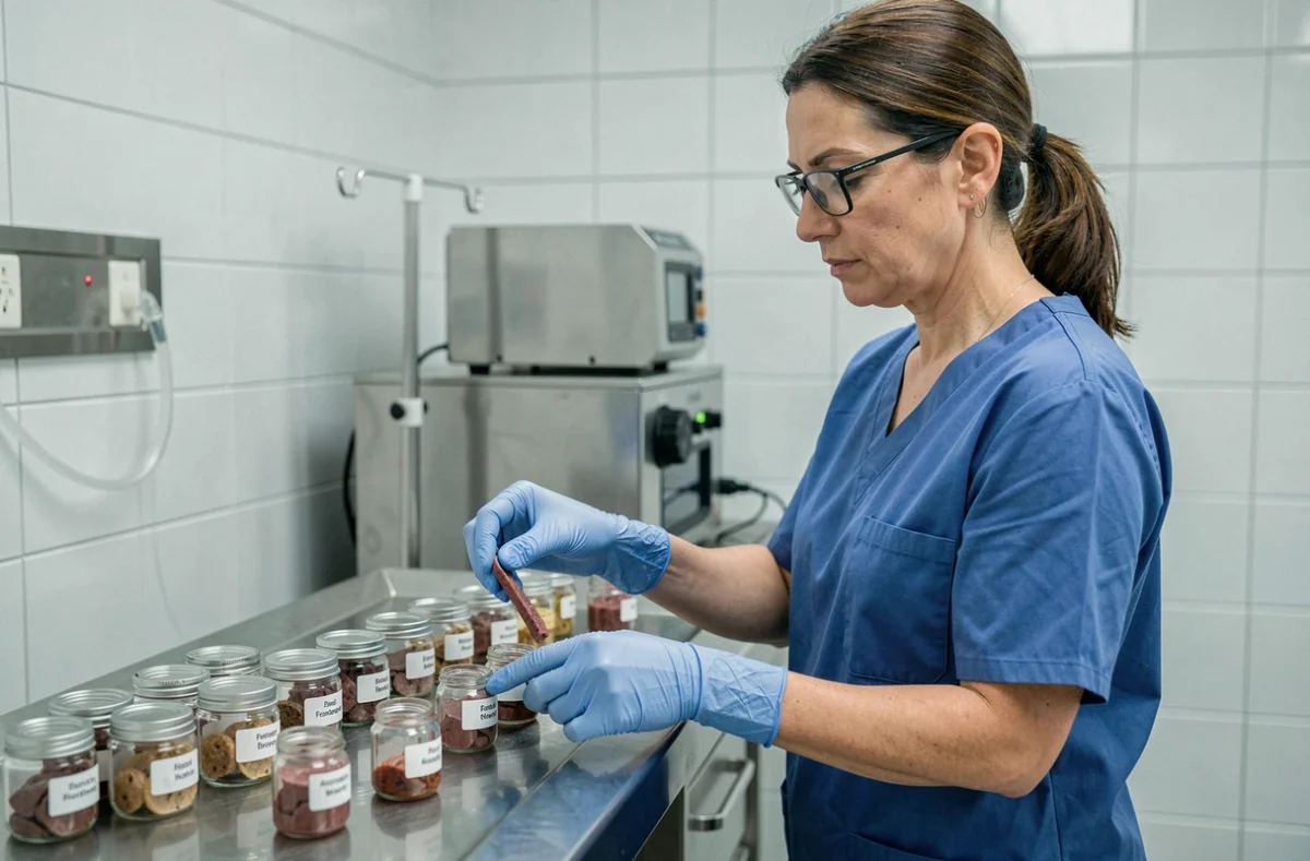 Médecin légiste examinant des échantillons biologiques dans une salle d'autopsie clinique moderne pour l'analyse de marqueurs biologiques